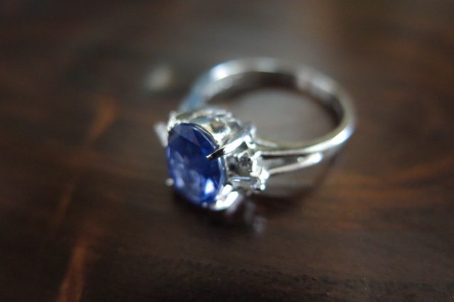 非加熱サファイア スリランカ産2.9ct ダイヤモンド 陰刻Pt900 リング #14 GIA鑑 /7494