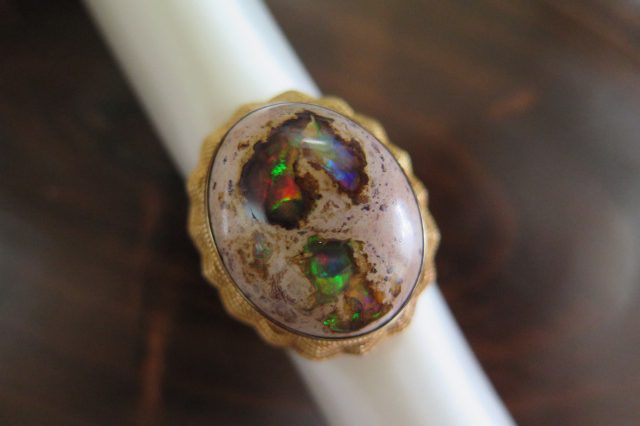 特大サイズ カンテラオパール28ct 金銭細工 K18 リング #13.5 /8466